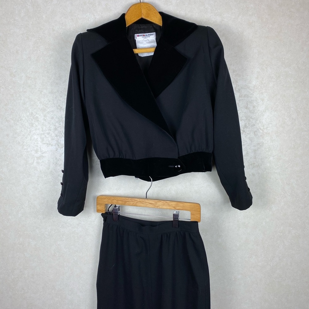 Saint Laurent YSL Two Piece Skirt Suit Vintage